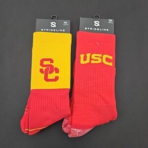 Lot of 2 USC Trojans NCAA Strideline Crew Socks Mens‎ Size M/L 8-12 Red Gold New